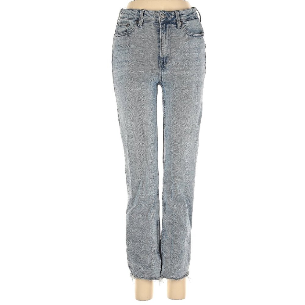 Calvin Klein Straight Leg Jeans Size 27 Raw Hem Mid Rise Ankle Denim
